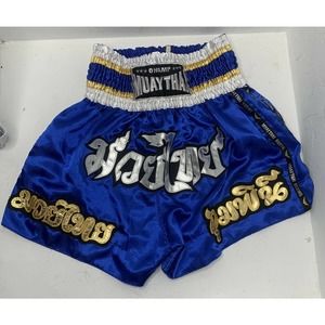 Muay Thai Champ Blue Gold Mens Boxing Shorts Small